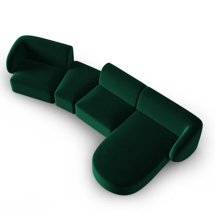 Modular sofa velvet right, Shane, 5 seats - Bottle green