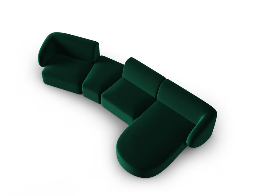 Modular sofa velvet right, Shane, 5 seats - Bottle green