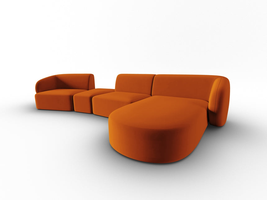 Modular sofa velvet right, Shane, 5 seats - Terracotta