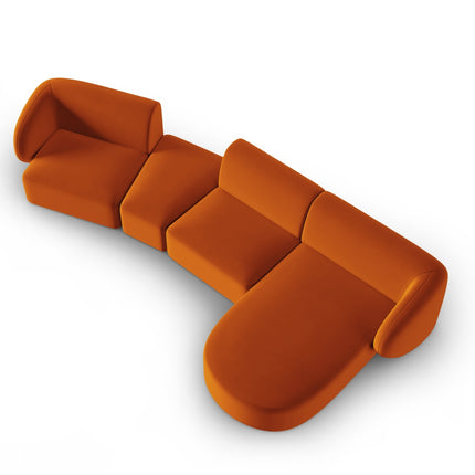 Modular sofa velvet right, Shane, 5 seats - Terracotta