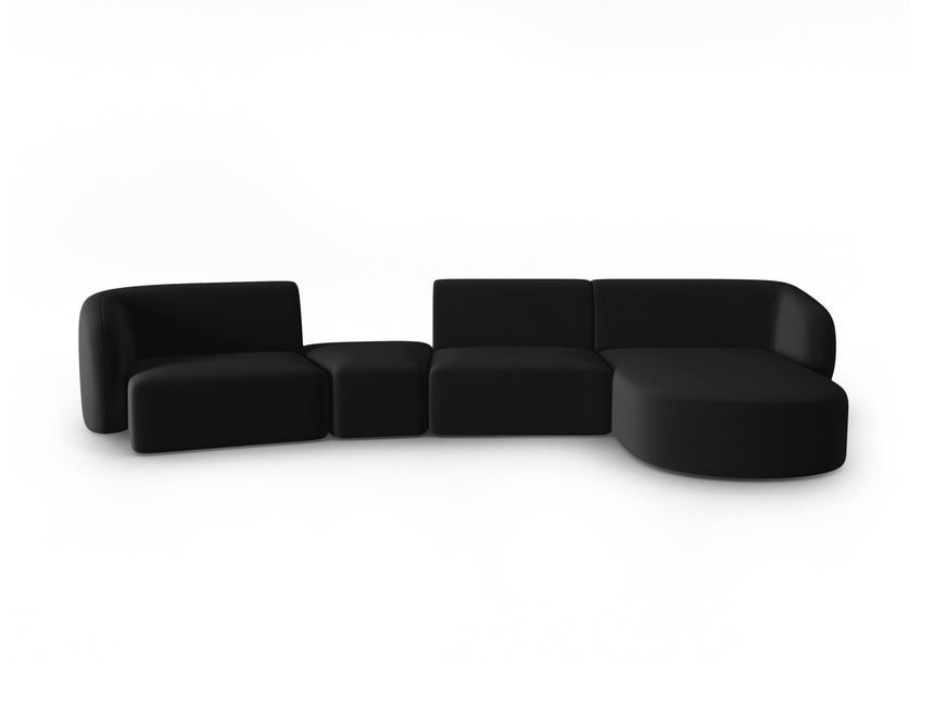 Modular sofa velvet right, Shane, 5 seats - Black