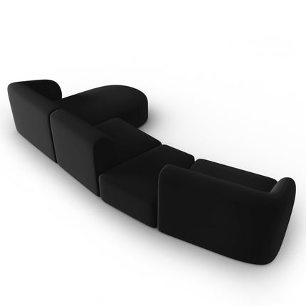 Modular sofa velvet right, Shane, 5 seats - Black