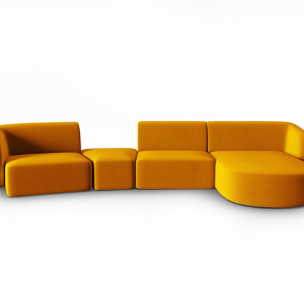 Modular sofa velvet right, Shane, 5 seats - Yellow