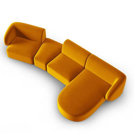 Modular sofa velvet right, Shane, 5 seats - Yellow