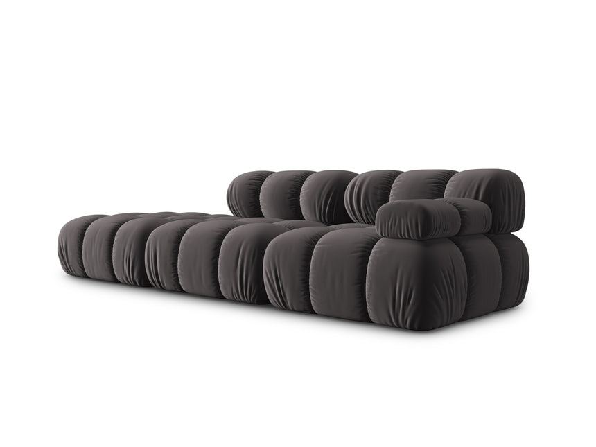 Modular sofa velvet left, Bellis, 4 seats - Dark gray