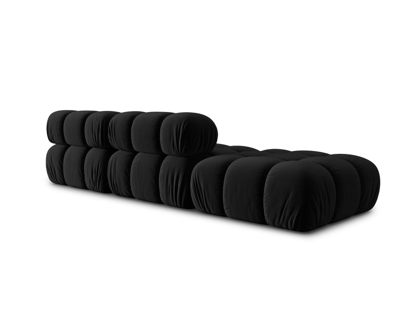 Modular sofa velvet left, Bellis, 4 seats - Black