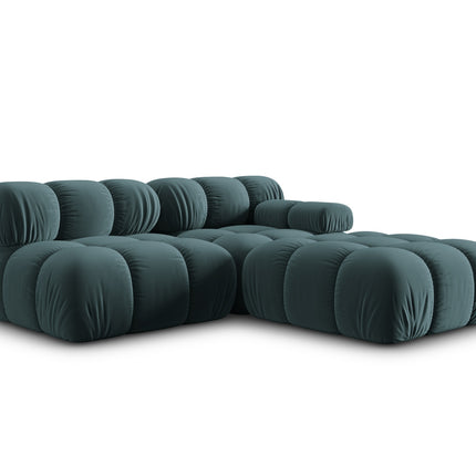 Modular sofa velvet left, Bellis, 4 seats - Blue