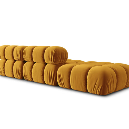 Modular sofa velvet left, Bellis, 4 seats - Yellow