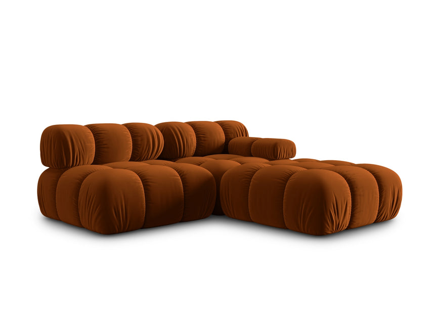 Modular sofa velvet left, Bellis, 4 seats - Terracotta