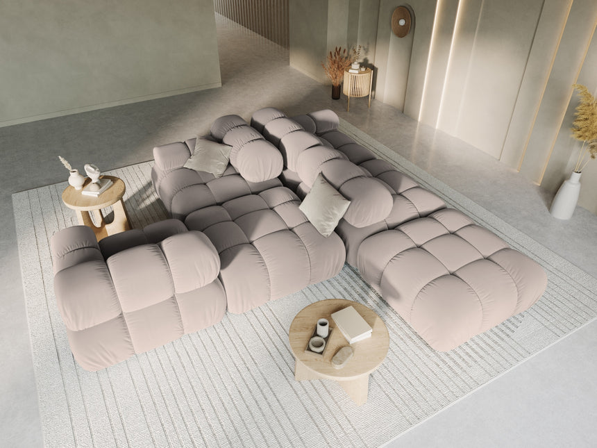 Modular sofa velvet left, Bellis, 4 seats - Beige