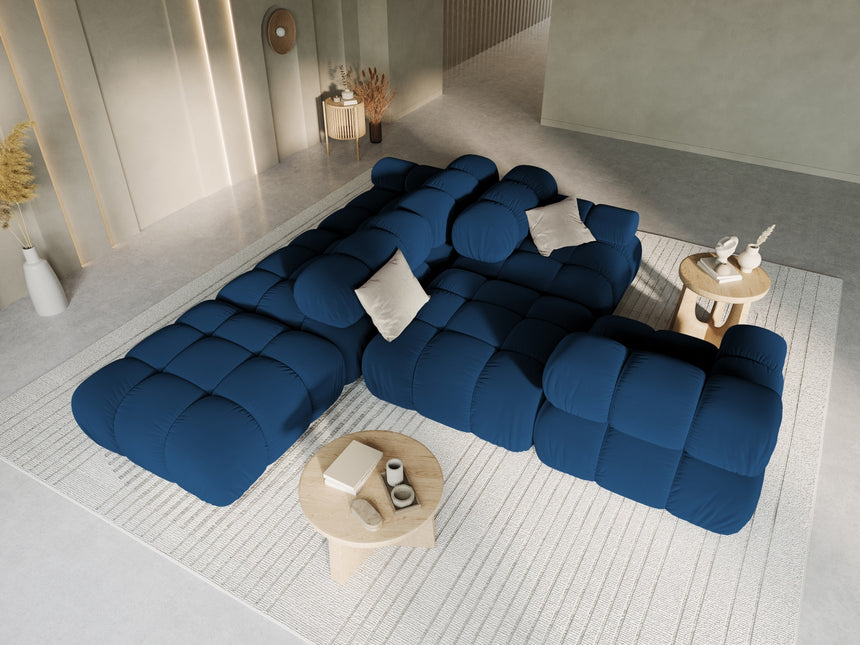 Modular sofa velvet right, Bellis, 4 seats - Royal blue