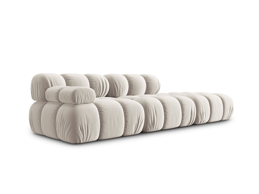 Modular sofa velvet right, Bellis, 4 seats - Light beige