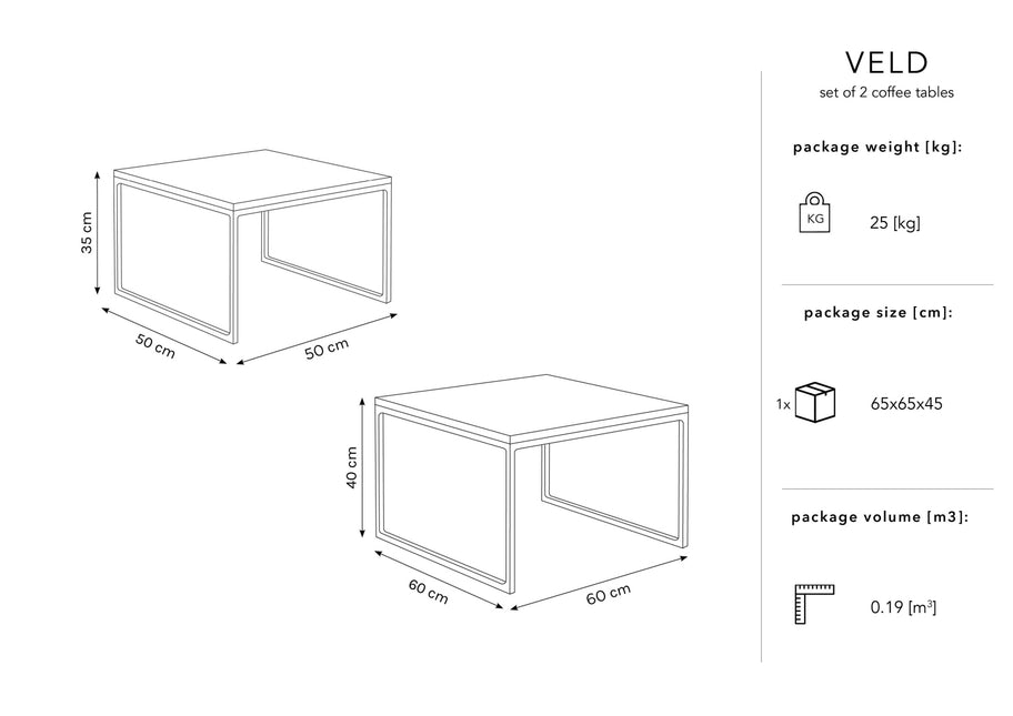 Coffee table set, Field, 62x62x42 - White