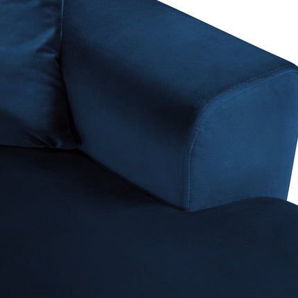 Panoramische hoekbank links fluweel met box en slaapfunctie,  Moghan,  7-zits - Koningsblauw