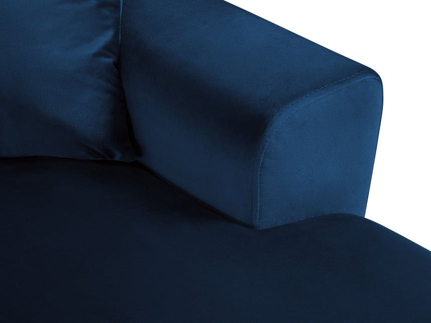Panoramische hoekbank links fluweel met box en slaapfunctie,  Moghan,  7-zits - Koningsblauw