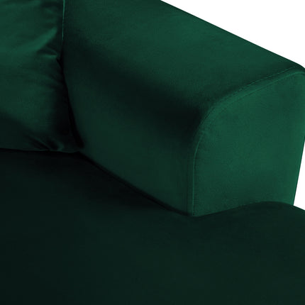 Panoramic corner sofa left velvet with box and sleeping function, Moghan, 7-seater - Bottle green