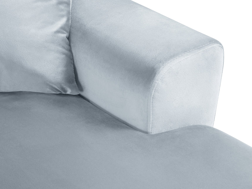 Panoramic corner sofa left velvet with box and sleeping function, Moghan, 7-seater - Light blue
