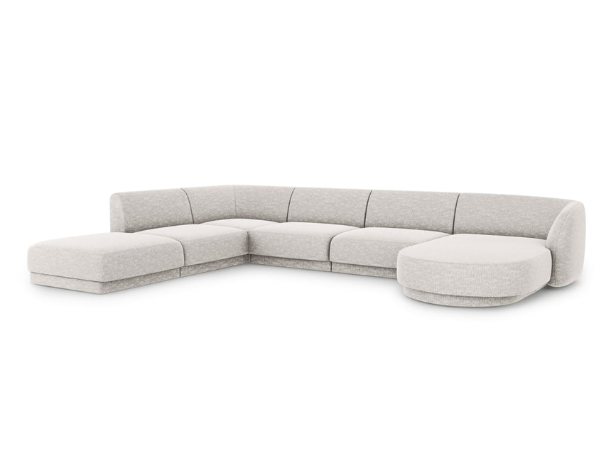 Panoramic corner sofa left, Miley, 6 seats - Light gray