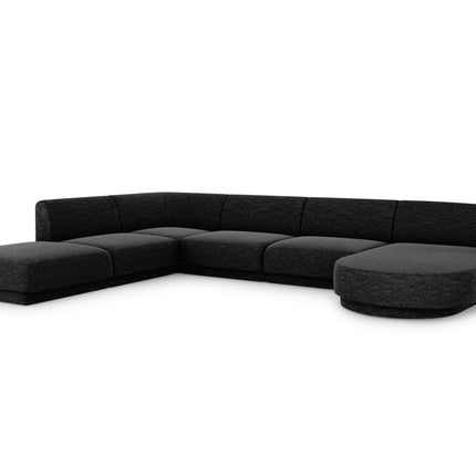 Panoramic corner sofa left, Miley, 6 seats - Black