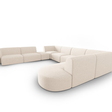 Modular panoramic corner sofa left, Shane, 8 seats - Light beige