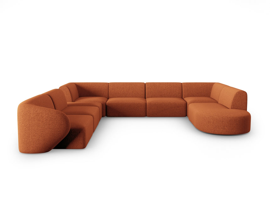 Modular panoramic corner sofa left, Shane, 8 seats - Terracotta