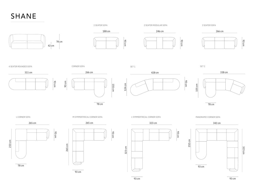 Modulaire panoramische hoekbank links,  Shane,  8 zitplaatsen - Terracotta