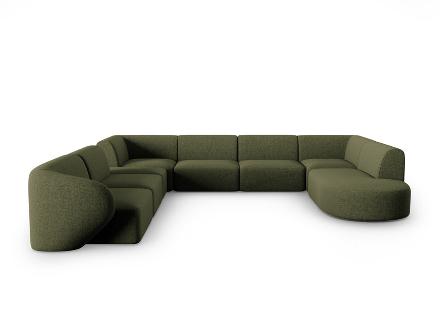 Modular panoramic corner sofa left, Shane, 8 seats - Green