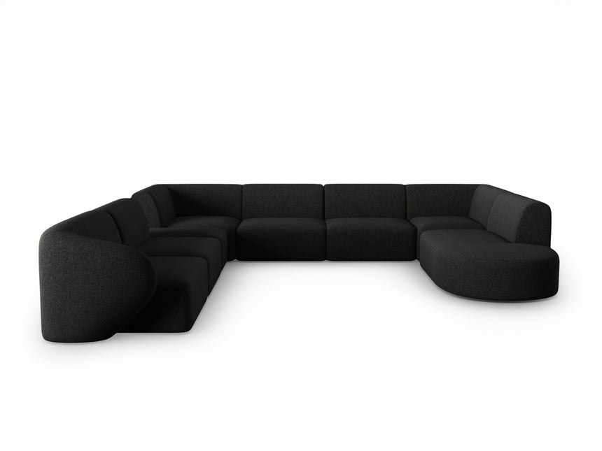 Modular panoramic corner sofa left, Shane, 8 seats - Black