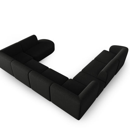 Modular panoramic corner sofa left, Shane, 8 seats - Black