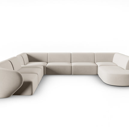 Modular panoramic corner sofa left velvet, Shane, 8 seats - Beige