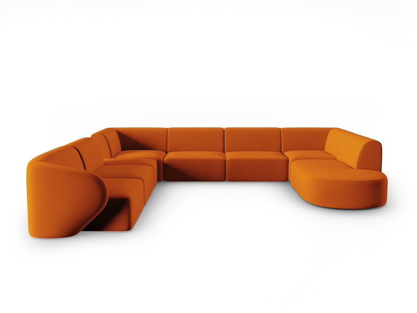 Modular panoramic corner sofa left velvet, Shane, 8 seats - Terracotta