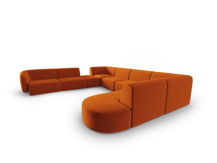 Modular panoramic corner sofa left velvet, Shane, 8 seats - Terracotta
