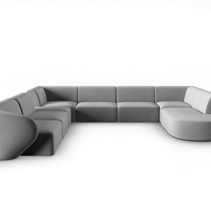Modular panoramic corner sofa left velvet, Shane, 8 seats - Gray