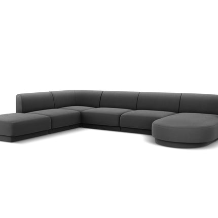 Panoramic corner sofa left velvet, Miley, 6 seats - Gray
