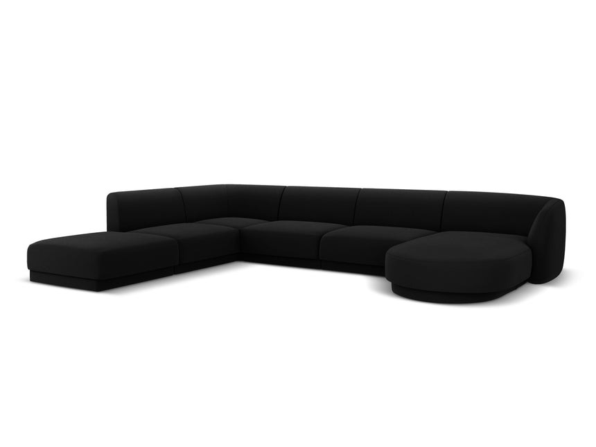 Panoramic corner sofa left velvet, Miley, 6 seats - Black