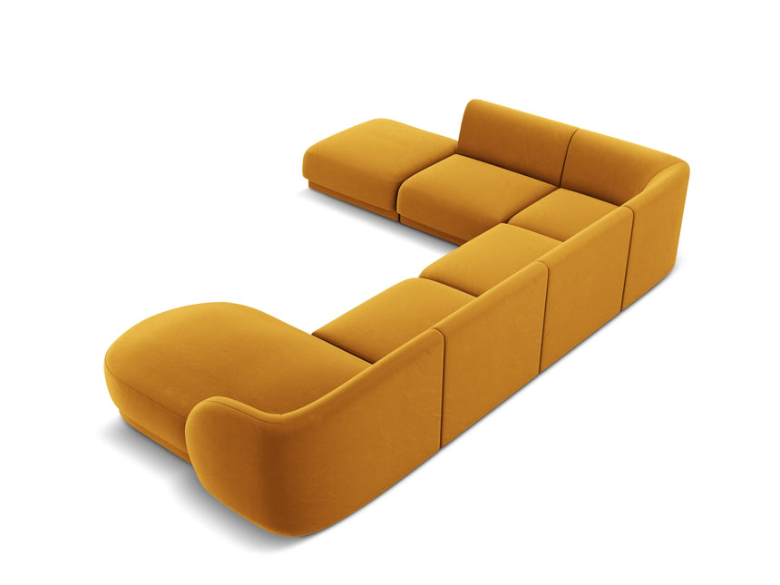 Panoramic corner sofa left velvet, Miley, 6 seats - Yellow