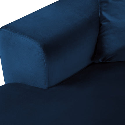Panoramische hoekbank rechts fluweel met box en slaapfunctie,  Moghan,  7-zits - Koningsblauw