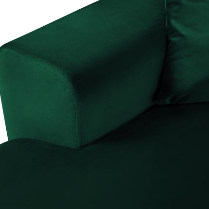 Panoramic corner sofa right velvet with box and sleeping function, Moghan, 7-seater - Bottle green
