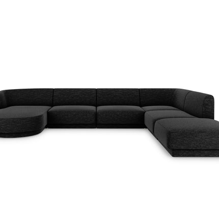 Panoramic corner sofa right, Miley, 6 seats - Black
