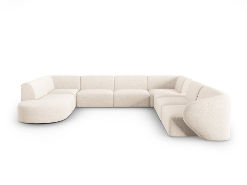 Modular panoramic corner sofa right, Shane, 8 seats - Light beige