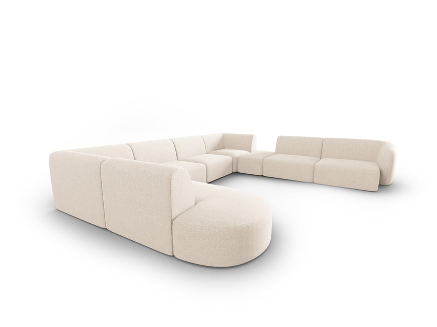 Modular panoramic corner sofa right, Shane, 8 seats - Light beige