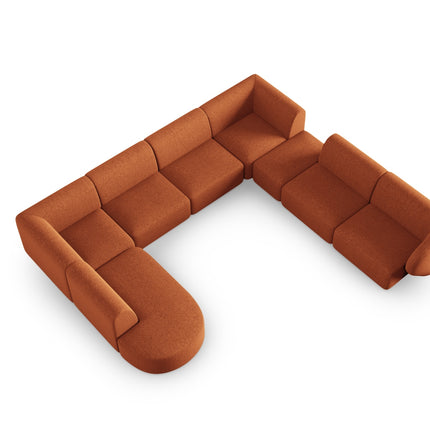 Modular panoramic corner sofa right, Shane, 8 seats - Terracotta