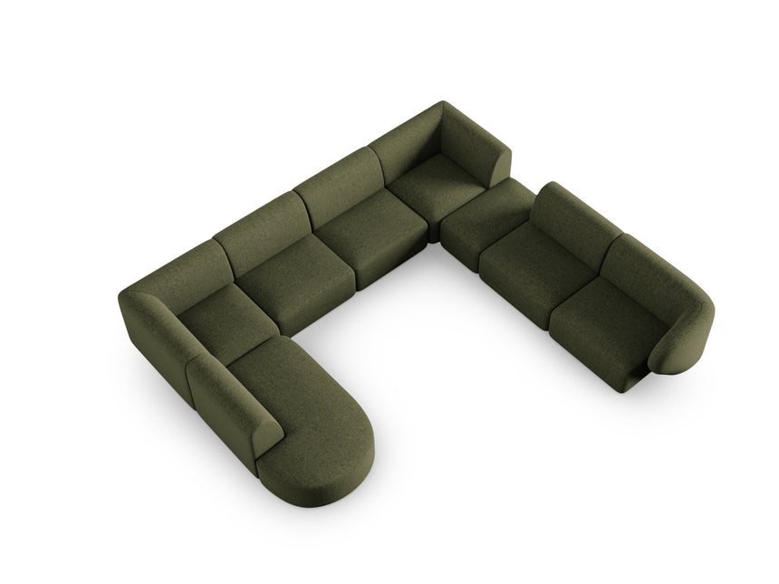 Modular panoramic corner sofa right, Shane, 8 seats - Green