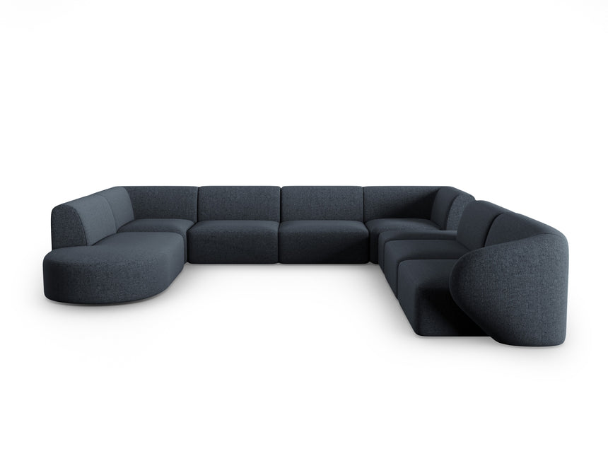 Modular right panoramic corner sofa, Shane, 8 seats - Blue