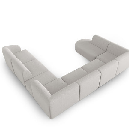 Modular right panoramic corner sofa, Shane, 8 seats - Silver