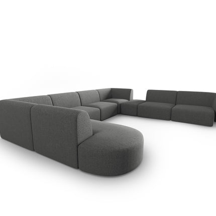 Modular right panoramic corner sofa, Shane, 8 seats - Dark Grey