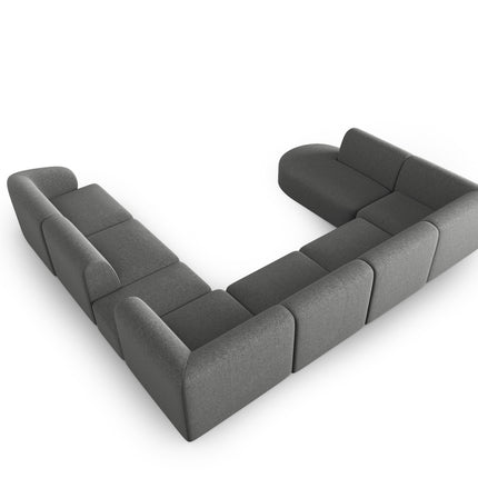Modular right panoramic corner sofa, Shane, 8 seats - Dark Grey