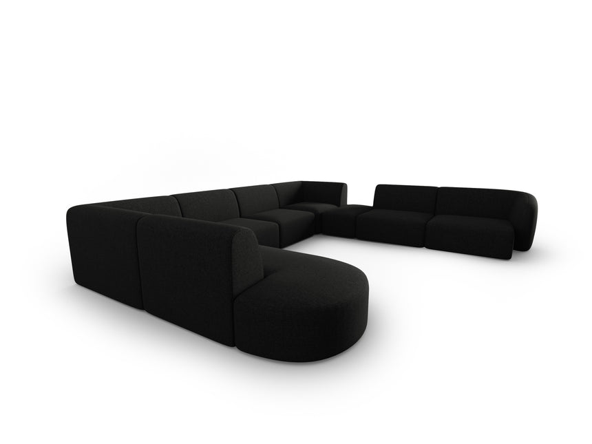 Modular panoramic corner sofa right, Shane, 8 seats - Black
