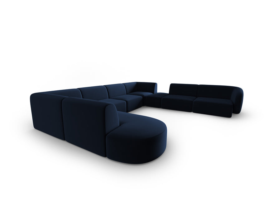 Modular panoramic corner sofa velvet, Shane, 8 seats - Royal blue