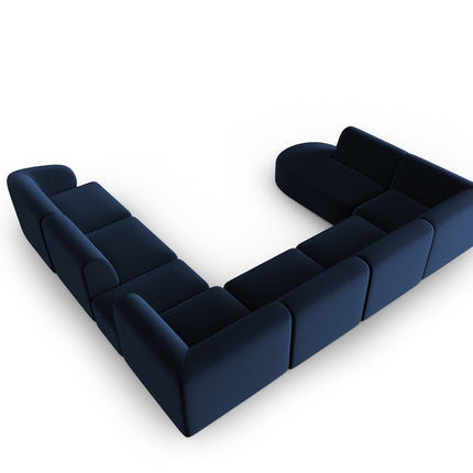Modular panoramic corner sofa velvet, Shane, 8 seats - Royal blue